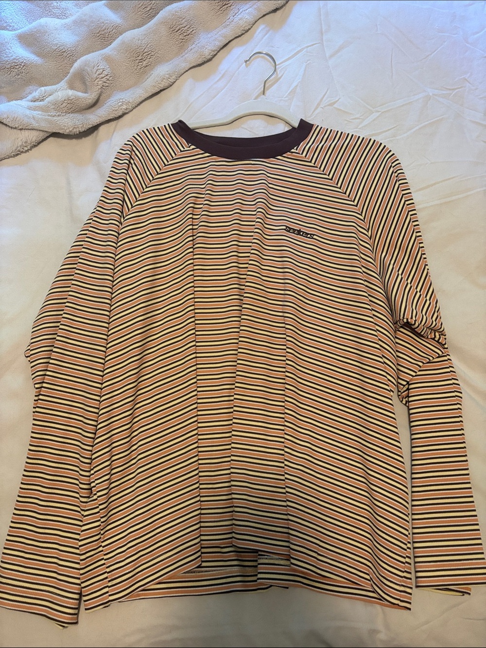 Striped Long-Sleeve Long Sleeve Shirt - Brown, Yellow & Peach